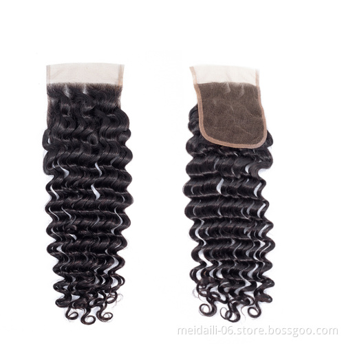 hot sale cheap virgin indian hair deep wave swiss human lace closure